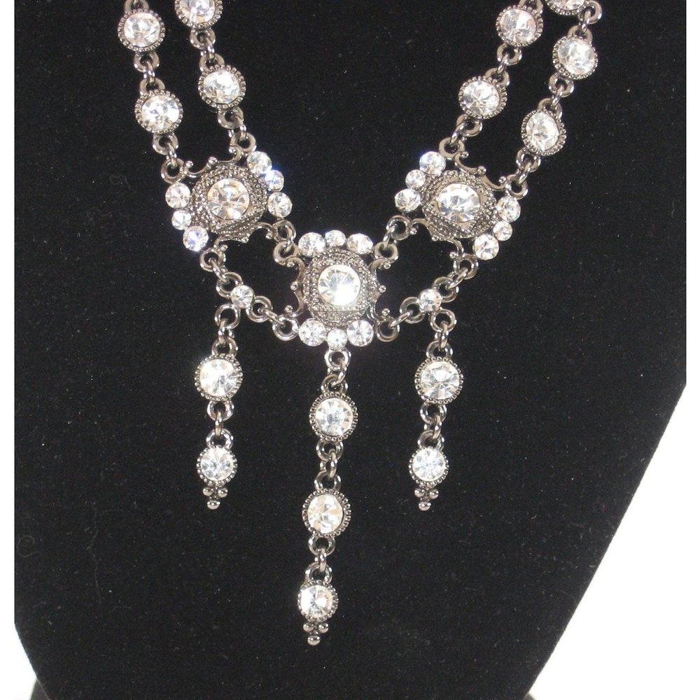 Waterfall Rhinestone Necklace - Picture 2 of 5